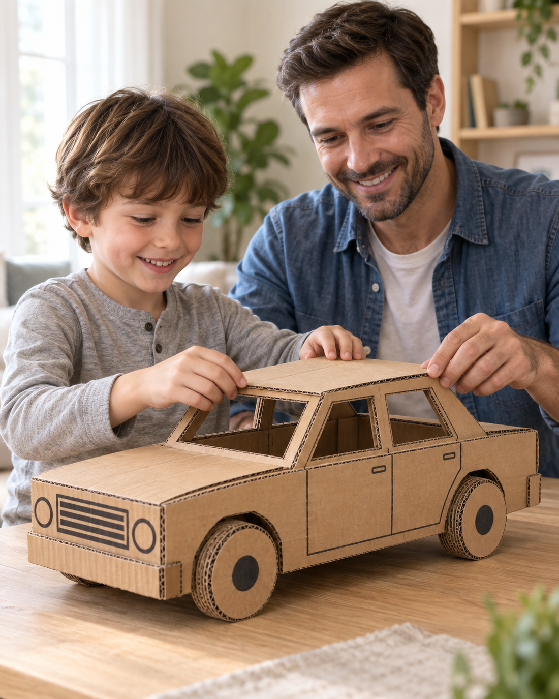 Making a cardboard creation together