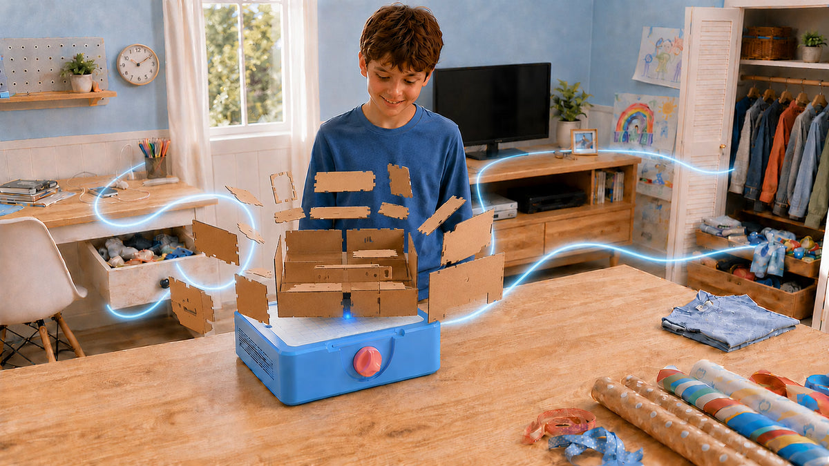A child transforms cardboard into useful home organizers with Vogalab — Story chapter