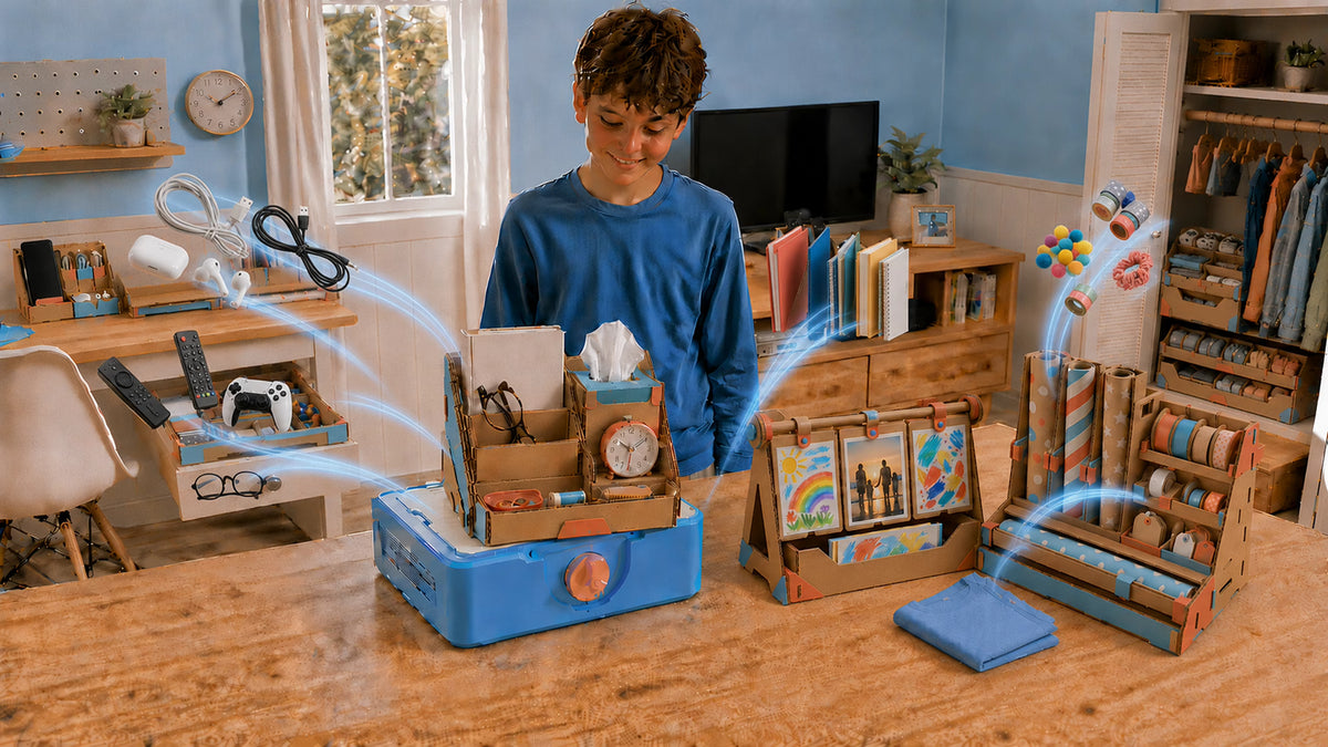 A child transforms cardboard into useful home organizers with Vogalab — Story chapter